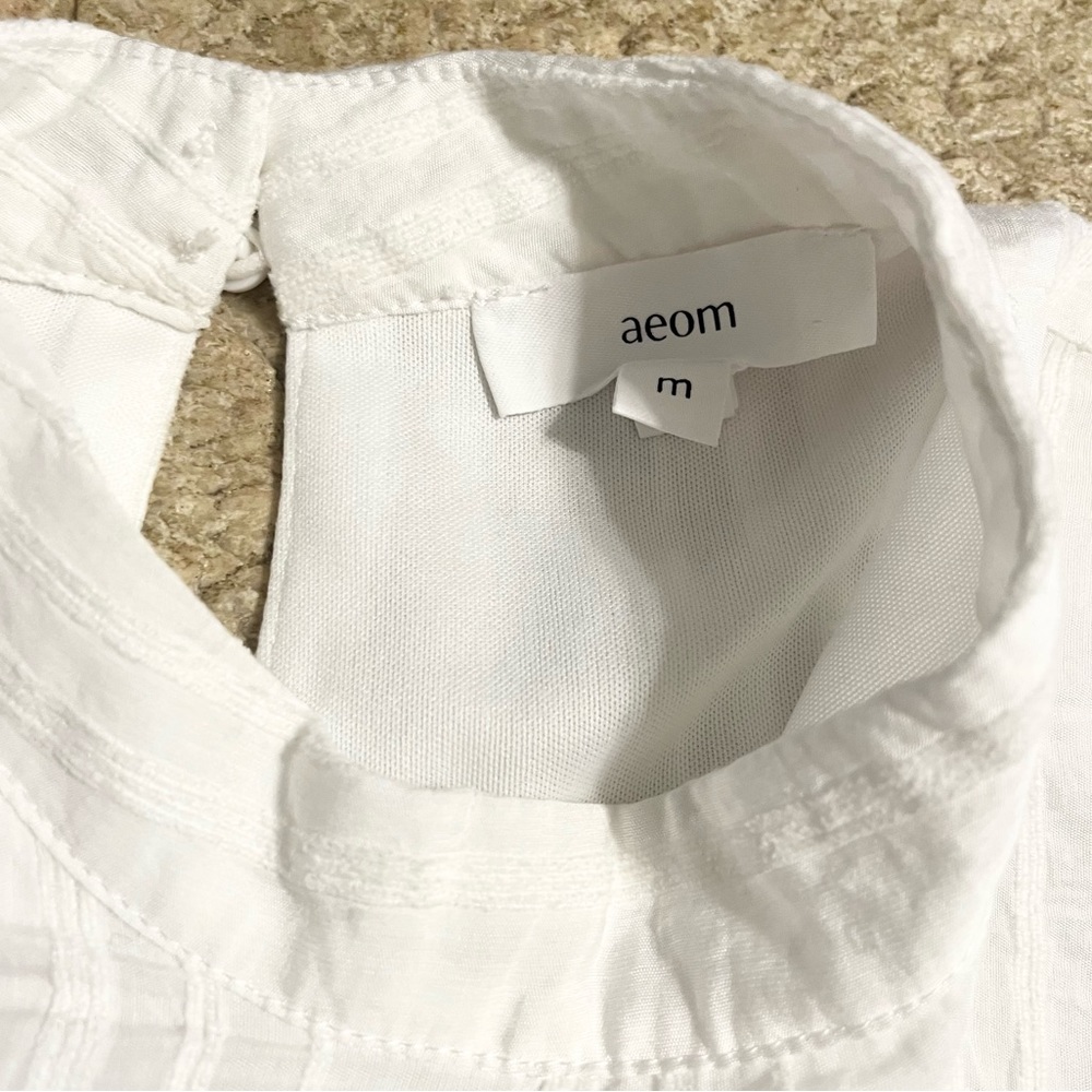 Aeom Textured Ruffle White Mini Dress Women’s Size Medium - Picture 4 of 16